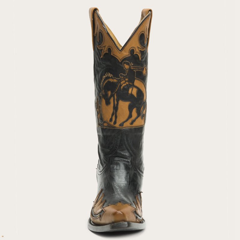 Black Stetson Faye Cowgirl Horse Underlay Leather Women's Boots | UK 68CXSILNJ