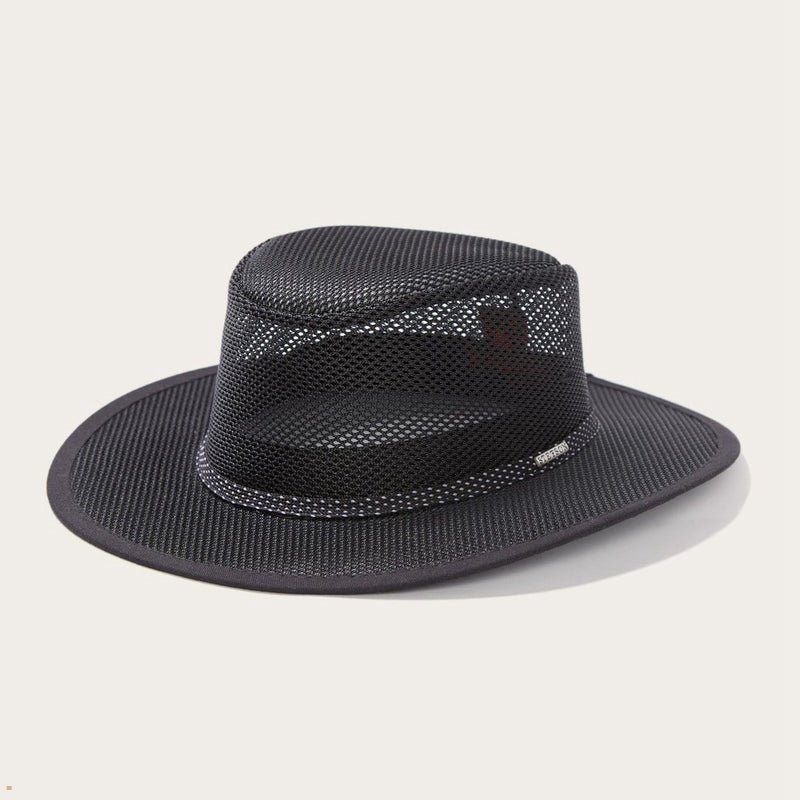 Black Stetson Grand Canyon Mesh Safari Men's Outdoor Hats | UK 97CQRSGPI