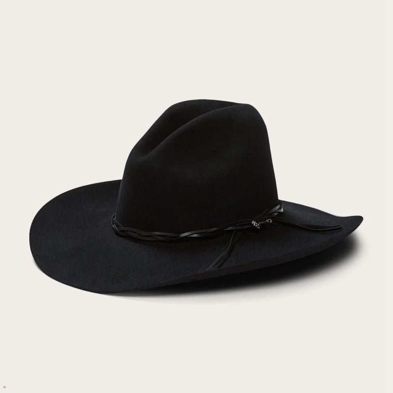 Black Stetson Gus 6x Cowboy Men's Outdoor Hats | UK 28KGDPBZS