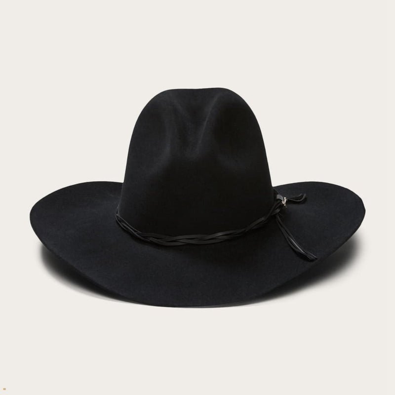 Black Stetson Gus 6x Cowboy Men\'s Outdoor Hats | UK 28KGDPBZS