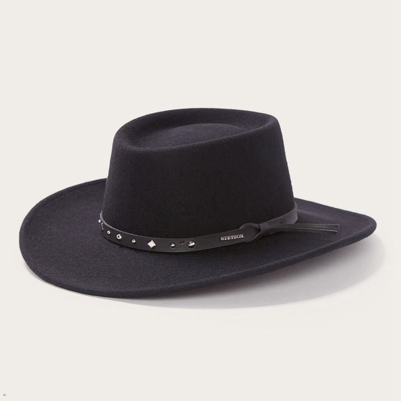 Black Stetson Hawk Men's Outdoor Hats | UK 17HRFPJZK