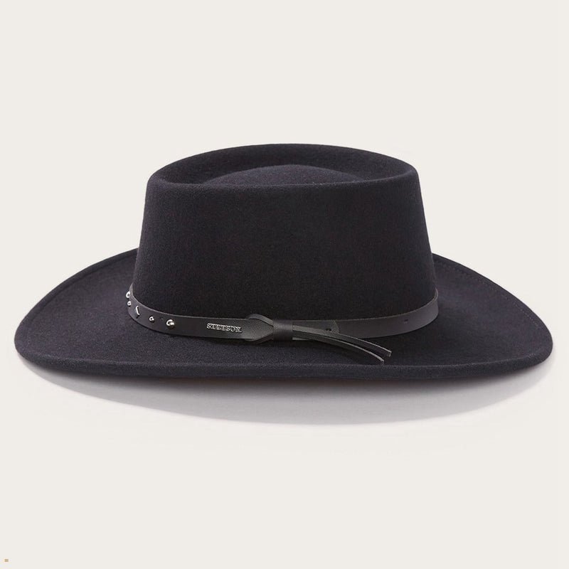 Black Stetson Hawk Men's Outdoor Hats | UK 17HRFPJZK