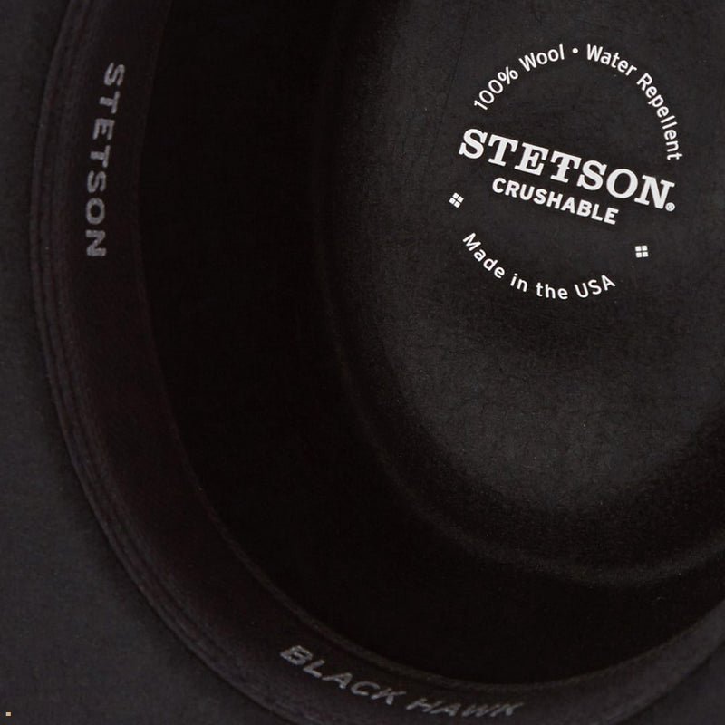 Black Stetson Hawk Men's Outdoor Hats | UK 17HRFPJZK