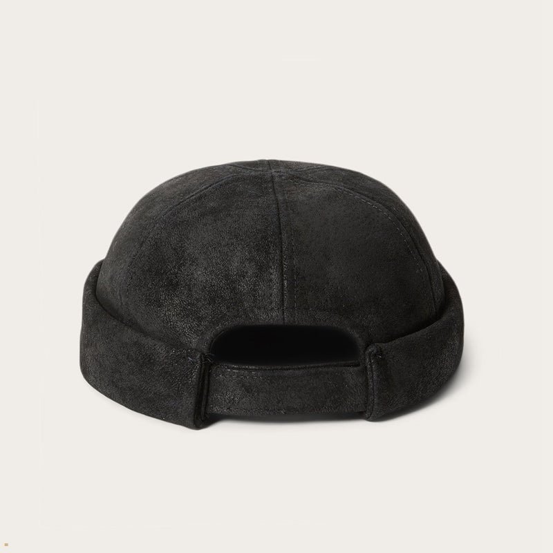 Black Stetson Leather Docker Women's Outdoor Hats | UK 72GEUFCPH