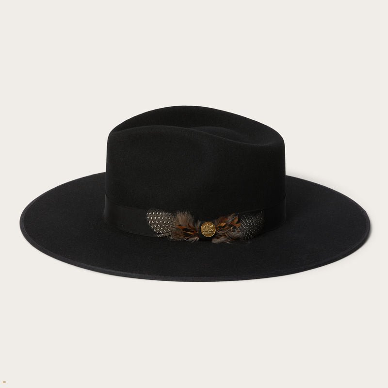 Black Stetson Midtown Wide Flat Brim Men's Fedoras | UK 63JUXIKZQ