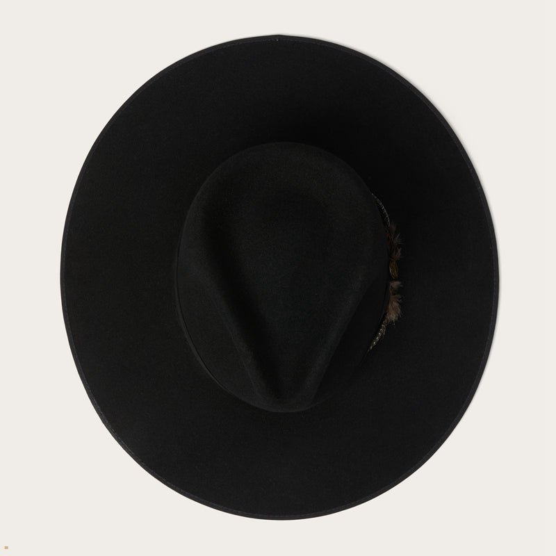 Black Stetson Midtown Wide Flat Brim Men's Fedoras | UK 63JUXIKZQ