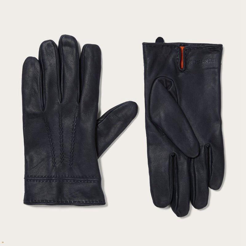 Black Stetson Nappa Leather Men's Gloves | UK 98UVCEWXJ