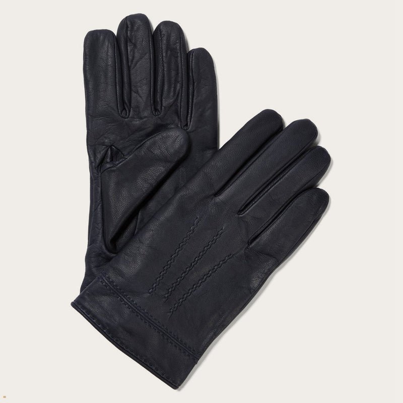 Black Stetson Nappa Leather Men\'s Gloves | UK 98UVCEWXJ