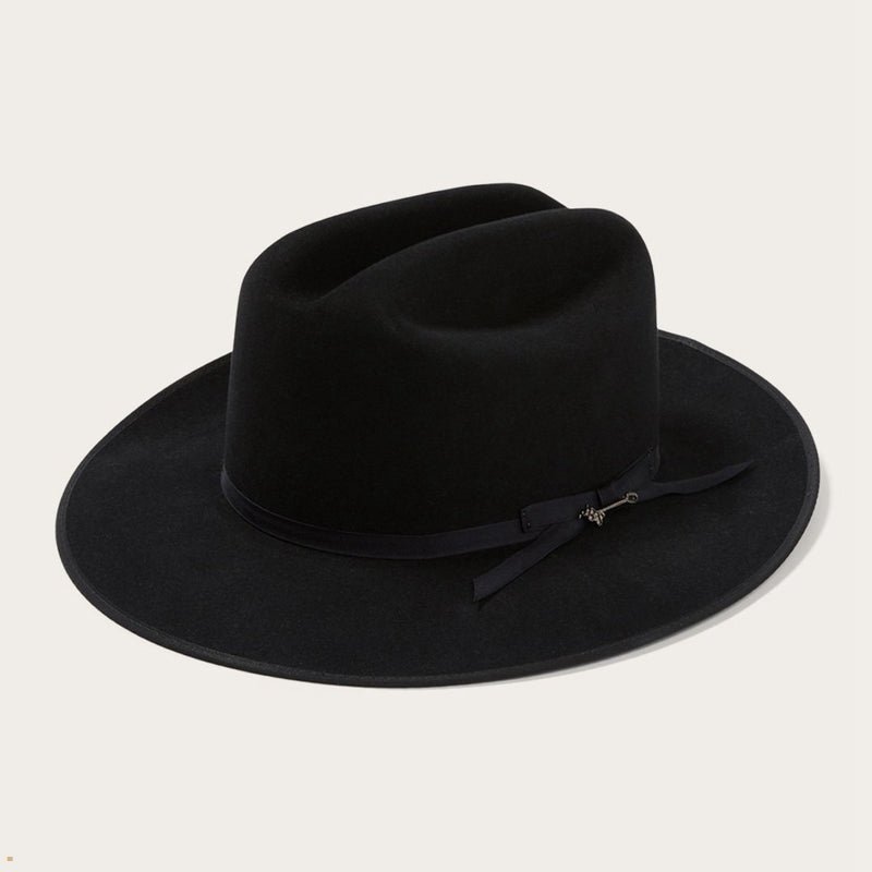 Black Stetson Open Road Royal Deluxe Men's Fedoras | UK 10VFRCAPQ