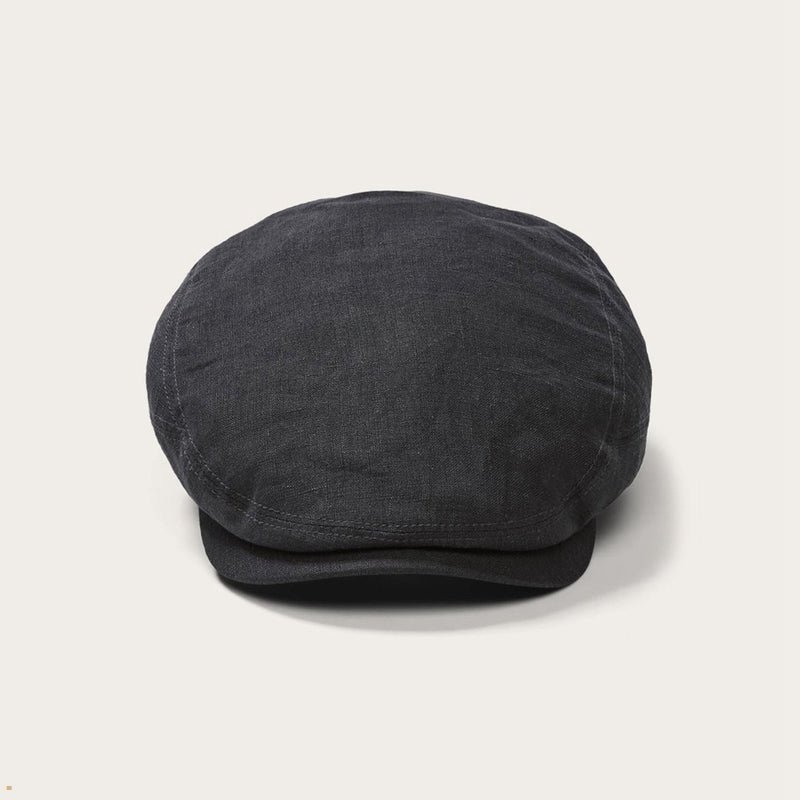 Black Stetson Premium Linen Driver Men\'s Caps | UK 81ZPYGTOI