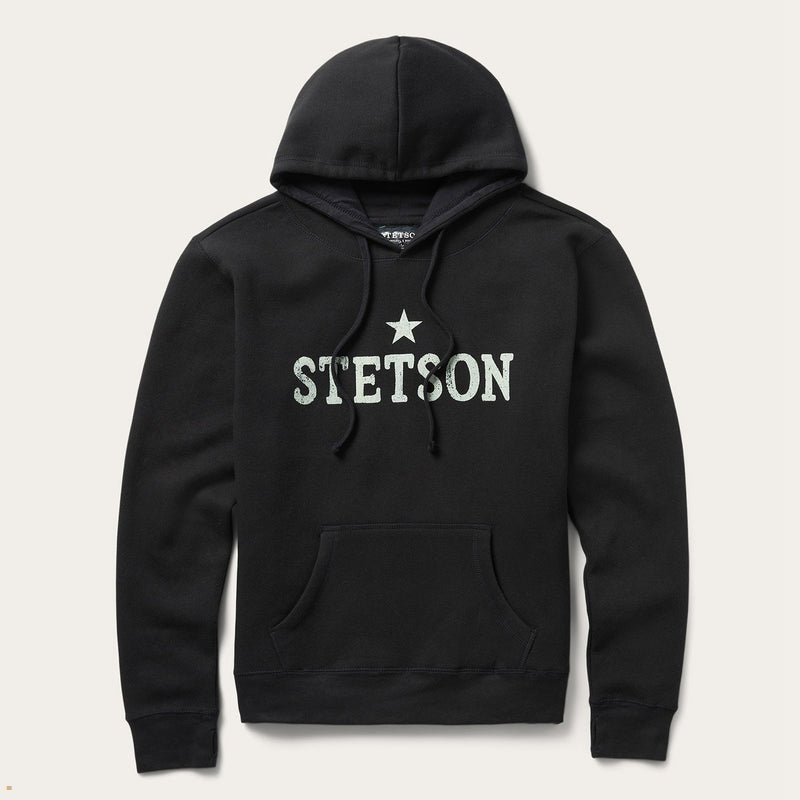 Black Stetson Star Hooded Women\'s Sweatshirt | UK 39GUKYHXJ