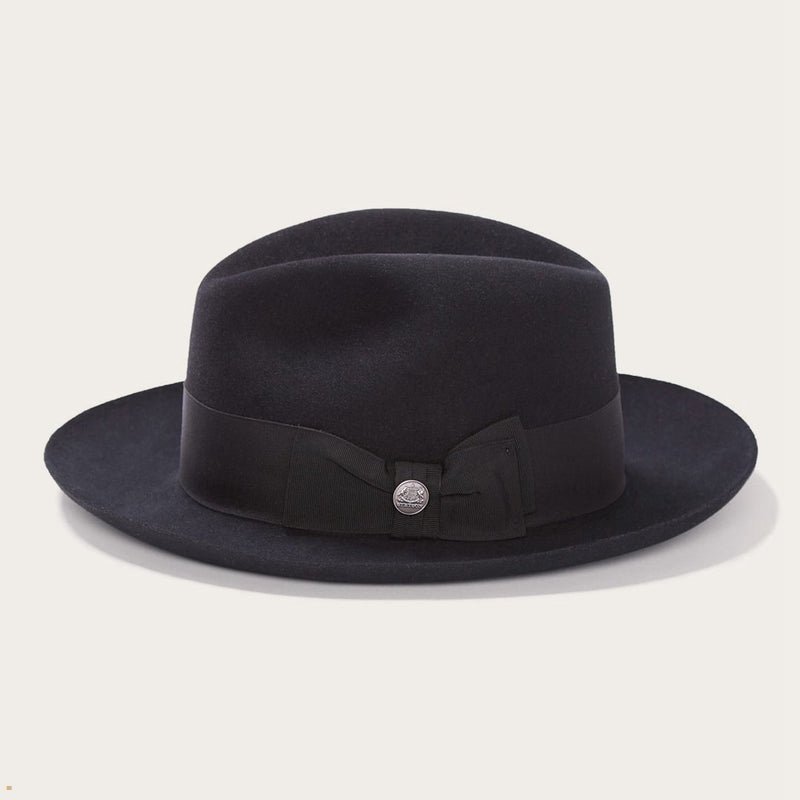 Black Stetson Temple Men's Fedoras | UK 46VPFSDLA