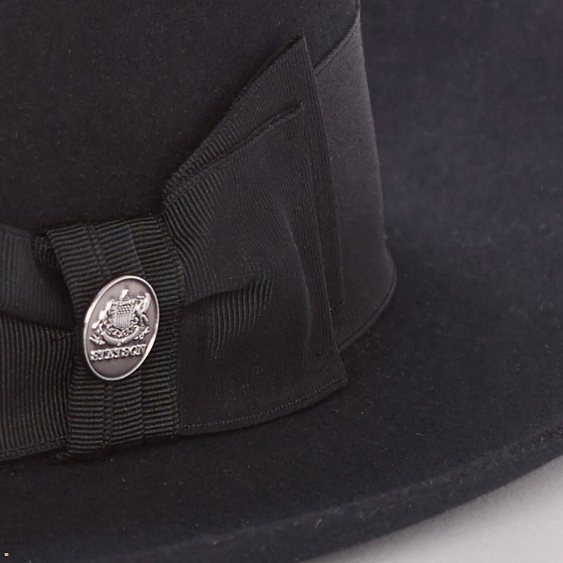 Black Stetson Temple Men's Fedoras | UK 46VPFSDLA