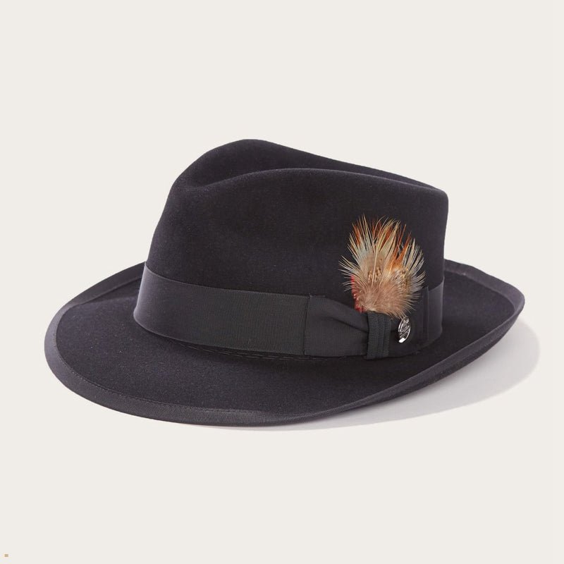 Black Stetson Whippet Men's Fedoras | UK 24WFJAPXM