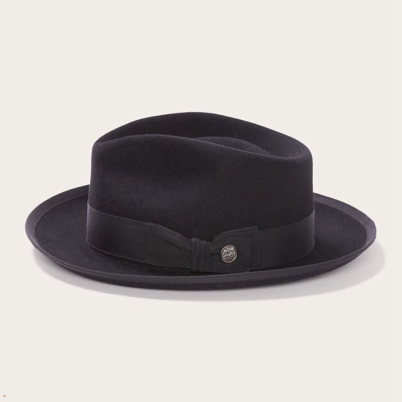 Black Stetson Whippet Men's Fedoras | UK 24WFJAPXM