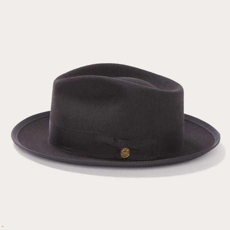 Black Stetson Whippet Wool Men's Fedoras | UK 15GPRNWFA