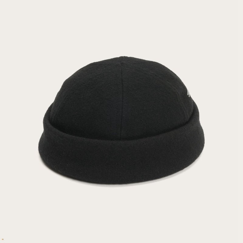 Black Stetson Wool Cashmere Docker Men's Caps | UK 84RBCQXMT