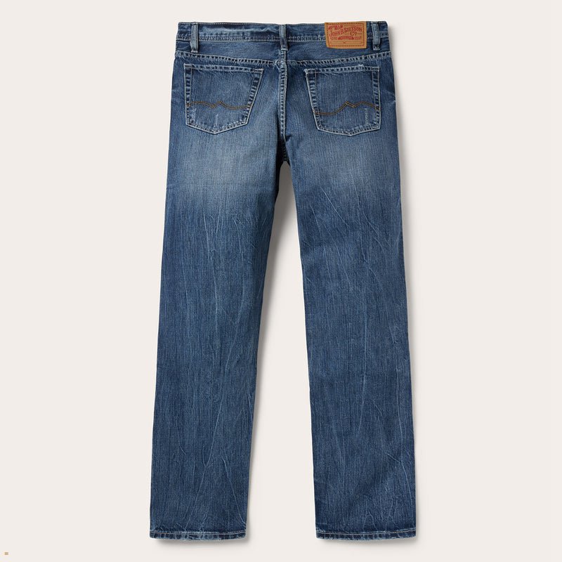 Blue Stetson 1520 Fit Standard Straight Leg Men's Jeans | UK 21TAOILYN