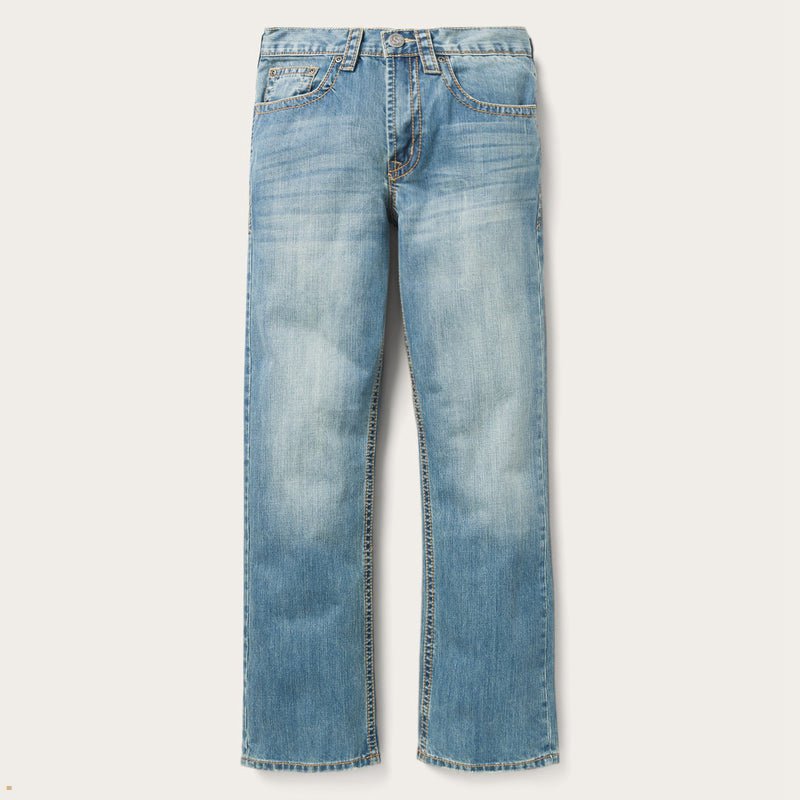 Blue Stetson 1520 Fit With Tacking Men's Jeans | UK 72XJSMAVC