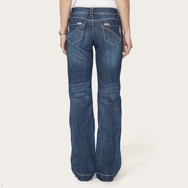 Blue Stetson 214 City Trouser With Chevron Back Pocket Women's Jeans | UK 47TFVHJUQ