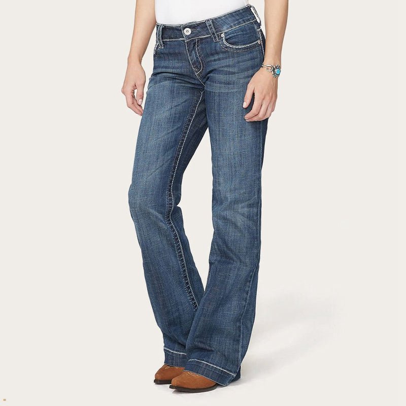 Blue Stetson 214 City Trouser With Chevron Back Pocket Women's Jeans | UK 47TFVHJUQ