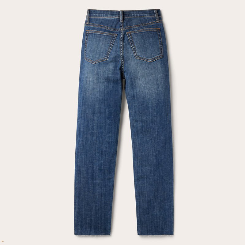 Blue Stetson 915 High Rise Straight Fit Crop Women's Jeans | UK 53UGMIVZA