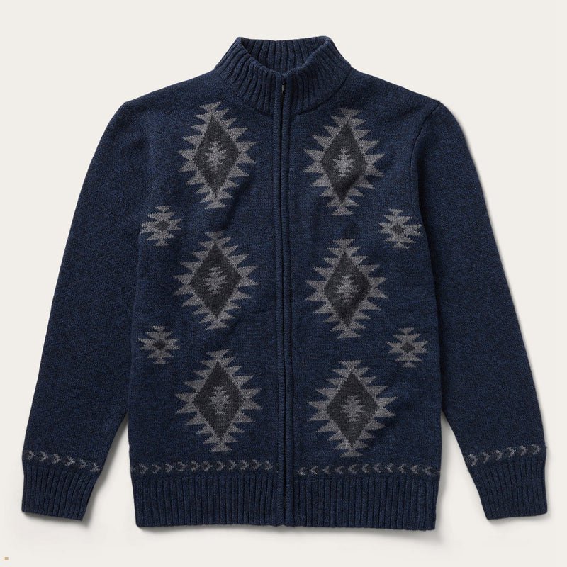 Blue Stetson Aztec Men\'s Cardigan | UK 10EPWOGVT