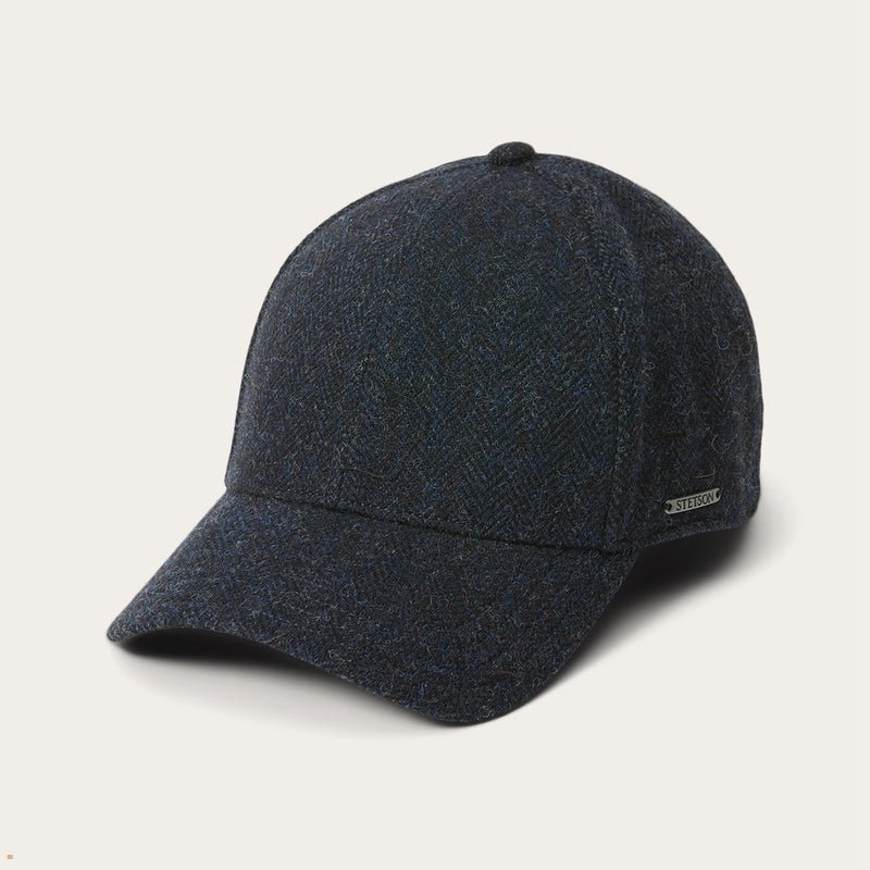 Blue Stetson Baseball Cap Wool Herringbone Women's Outdoor Hats | UK 05KUIPGBQ