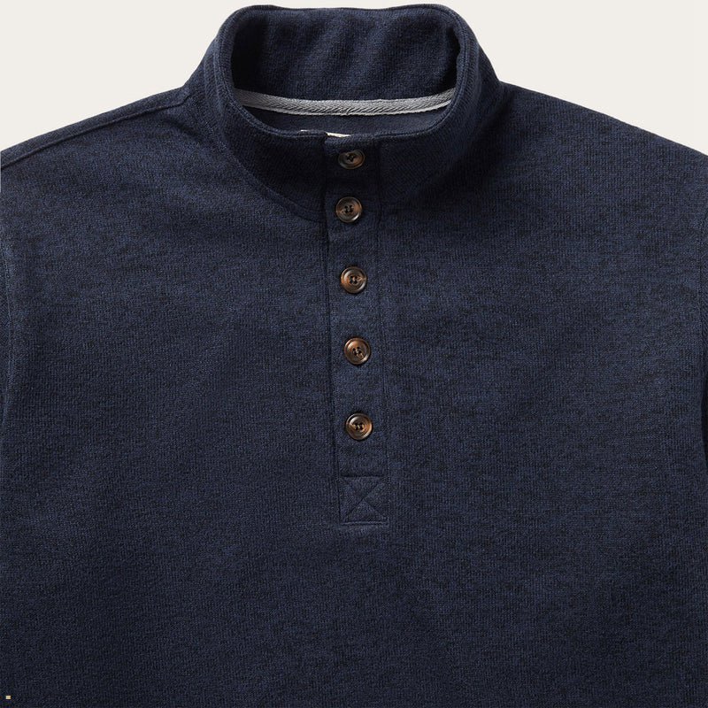 Blue Stetson Button-Front Pullover Knit Men's Sweater | UK 29UJENAQV