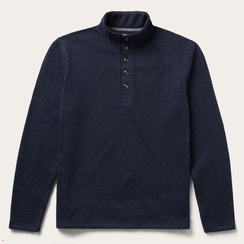 Blue Stetson Button-Front Pullover Knit Men\'s Sweater | UK 29UJENAQV