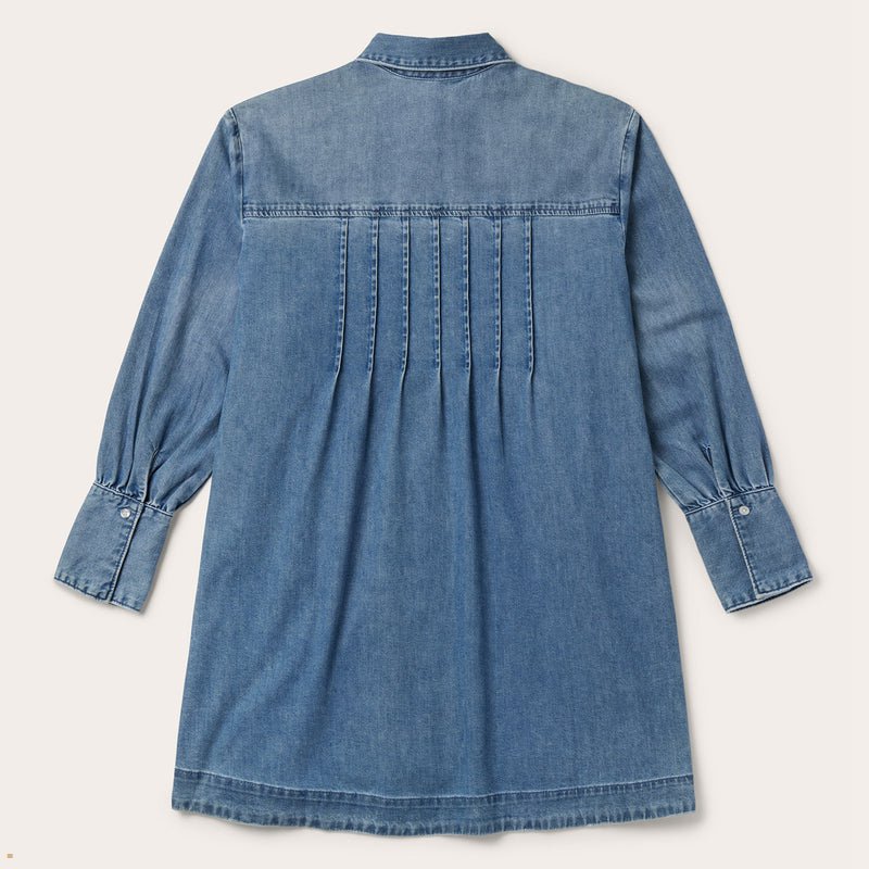 Blue Stetson Button Front Shirt Women's Dresses | UK 48MTHAIZV