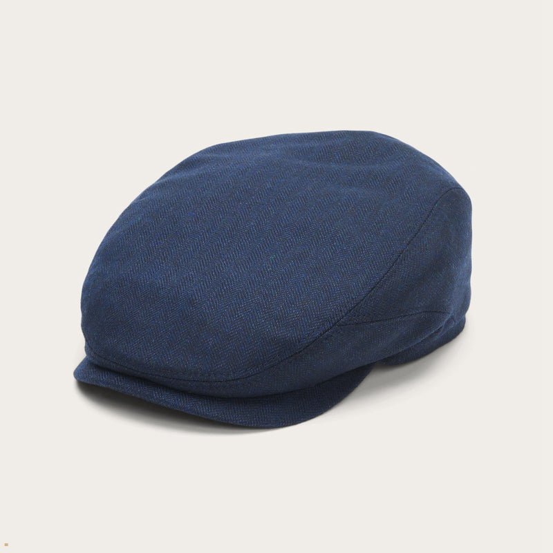 Blue Stetson Cashmere Silk Driver Men's Caps | UK 83OZSLDFM