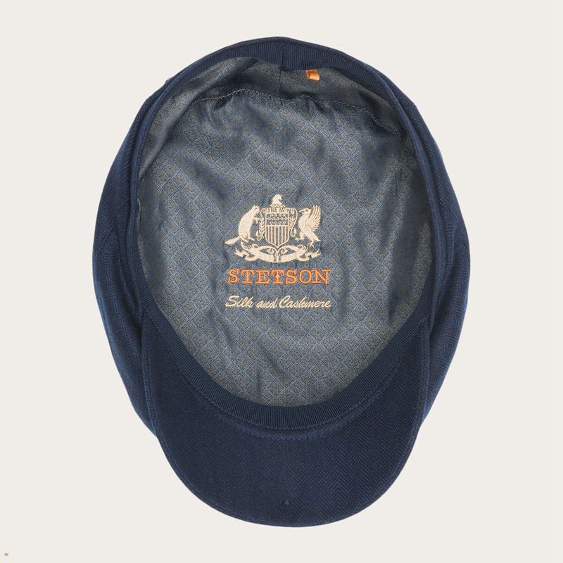 Blue Stetson Cashmere Silk Driver Men's Caps | UK 83OZSLDFM