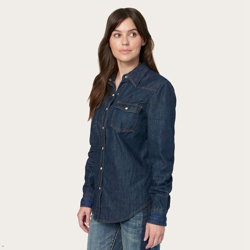 Blue Stetson Classic Western Women's Shirts | UK 71TLFCVAX