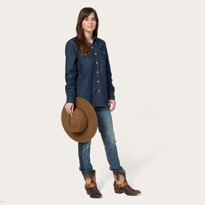 Blue Stetson Classic Western Women's Shirts | UK 71TLFCVAX