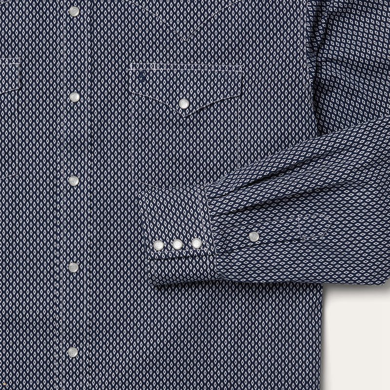 Blue Stetson Diamond Geo Western Men's Shirts | UK 46MACUREZ