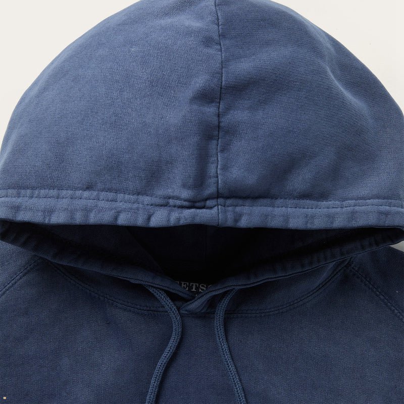 Blue Stetson Distressed Logo Hooded Men's Sweatshirt | UK 72YAKNDRI