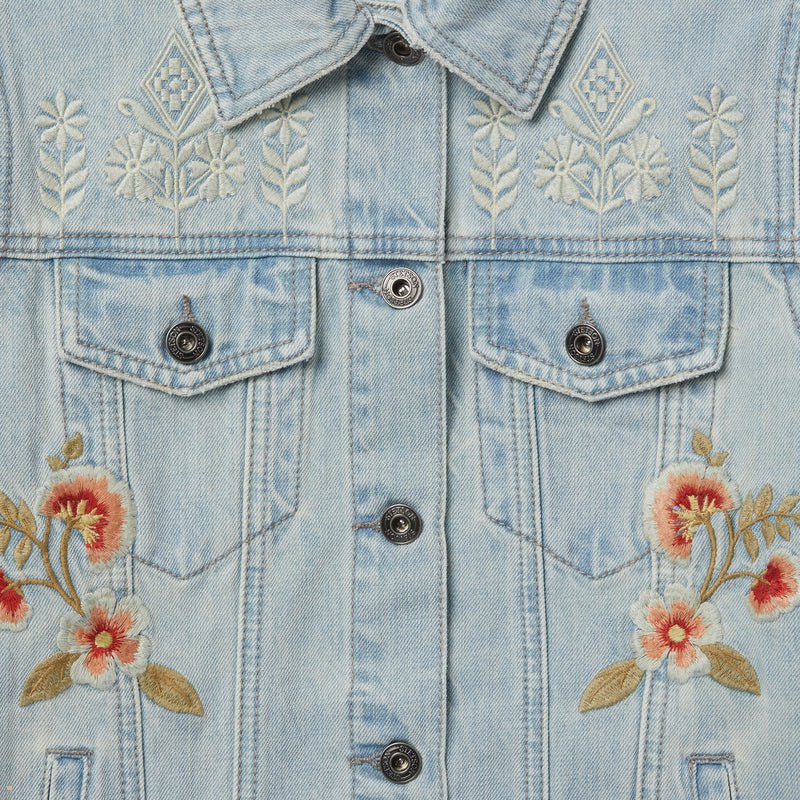 Blue Stetson Embroidered Denim Women's Jackets | UK 34ZTQCJIP