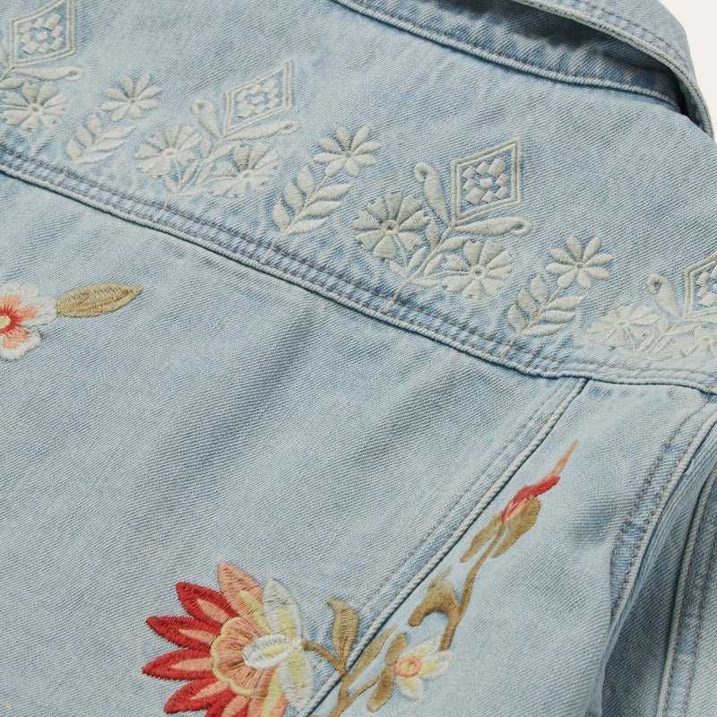 Blue Stetson Embroidered Denim Women's Jackets | UK 34ZTQCJIP