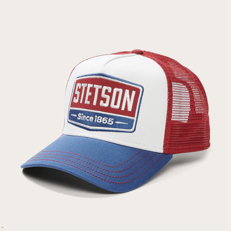 Blue Stetson Gasoline Trucker Men's Caps | UK 19UJWSVBL