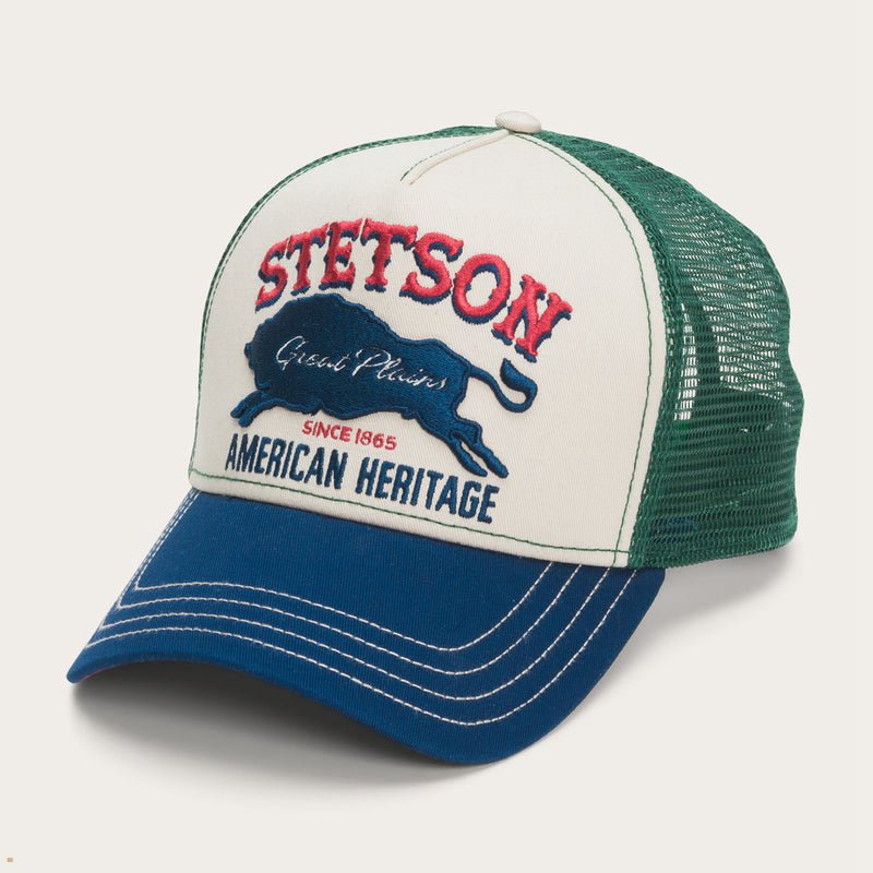 Blue Stetson Great Plains Trucker Men's Caps | UK 46XJENVCF