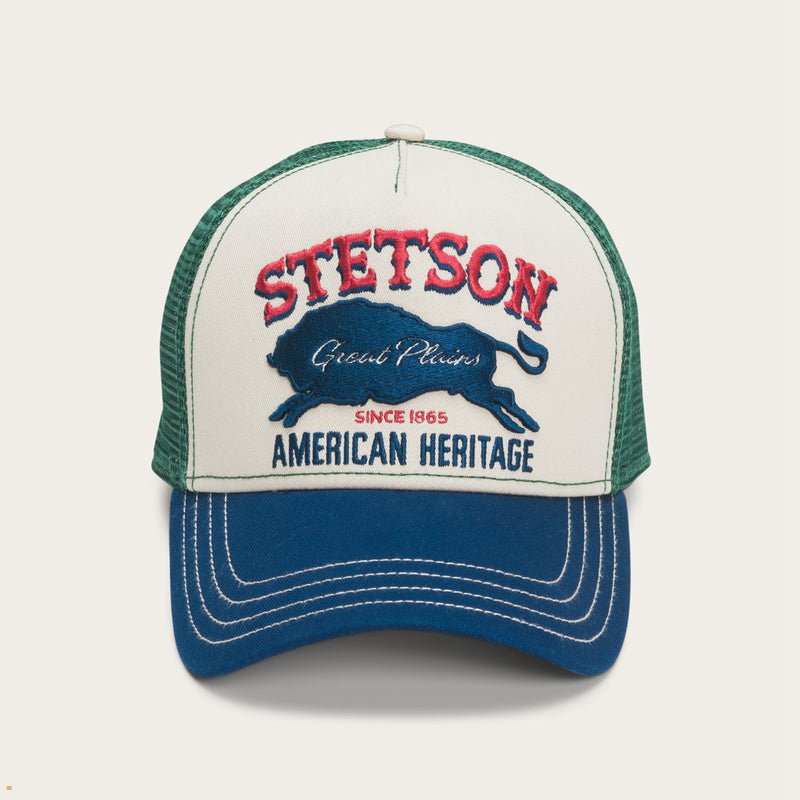 Blue Stetson Great Plains Trucker Men\'s Caps | UK 46XJENVCF