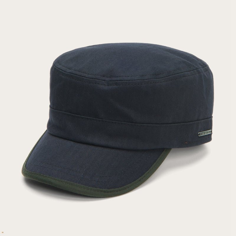 Blue Stetson Herringbone Army Cap Men's Outdoor Hats | UK 31AGYRUZS