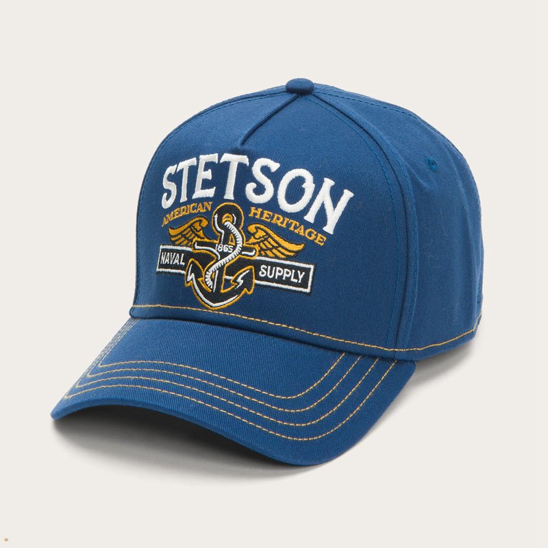 Blue Stetson Naval Supply Trucker Men's Caps | UK 84YWLRNKT