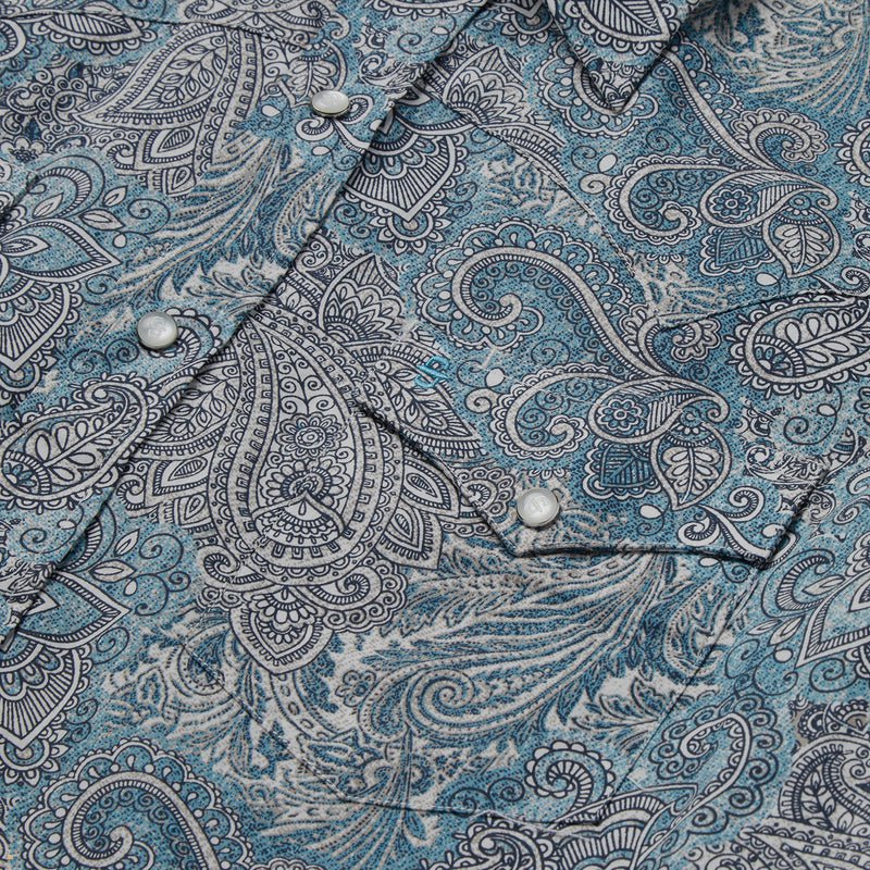 Blue Stetson Paisley Western Men's Shirts | UK 90SENFXHD