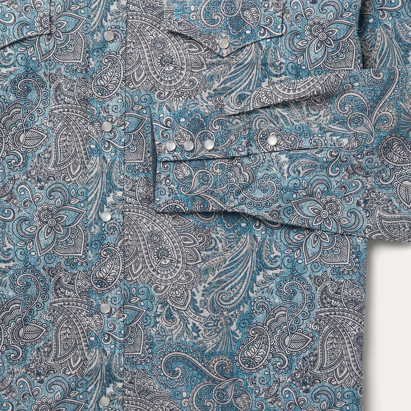 Blue Stetson Paisley Western Men's Shirts | UK 90SENFXHD