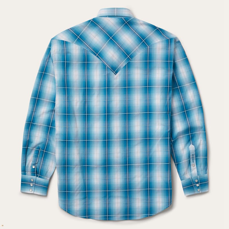 Blue Stetson Plaid Men's Shirts | UK 15AYCRNTL