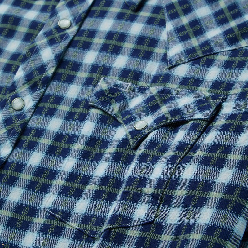 Blue Stetson Plaid Twill Dobby Western Men's Shirts | UK 12WJZHTUX