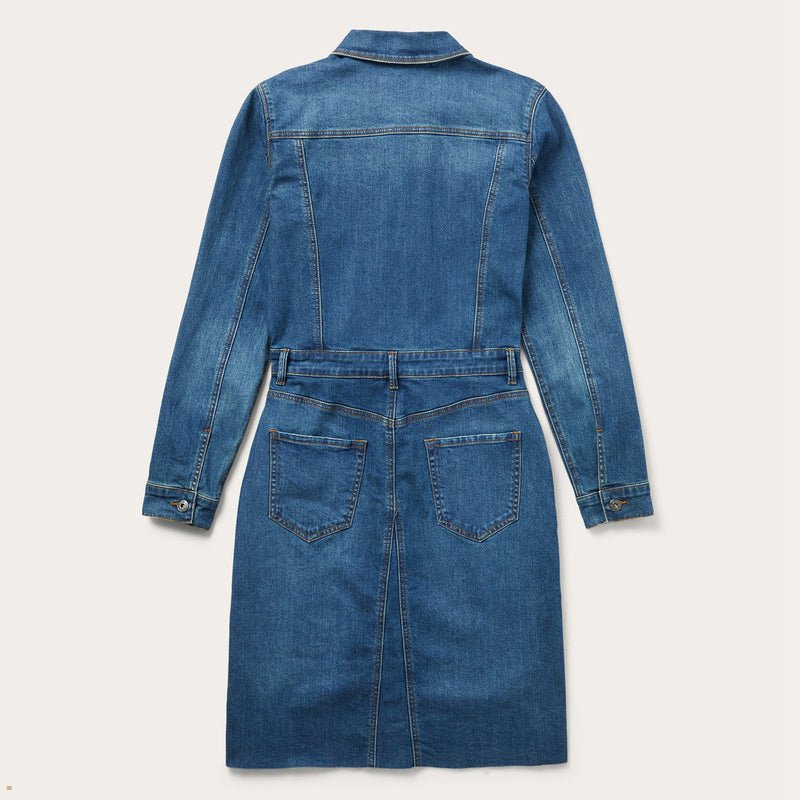 Blue Stetson Premium Denim Shirt Women's Dresses | UK 96OWKZYTF