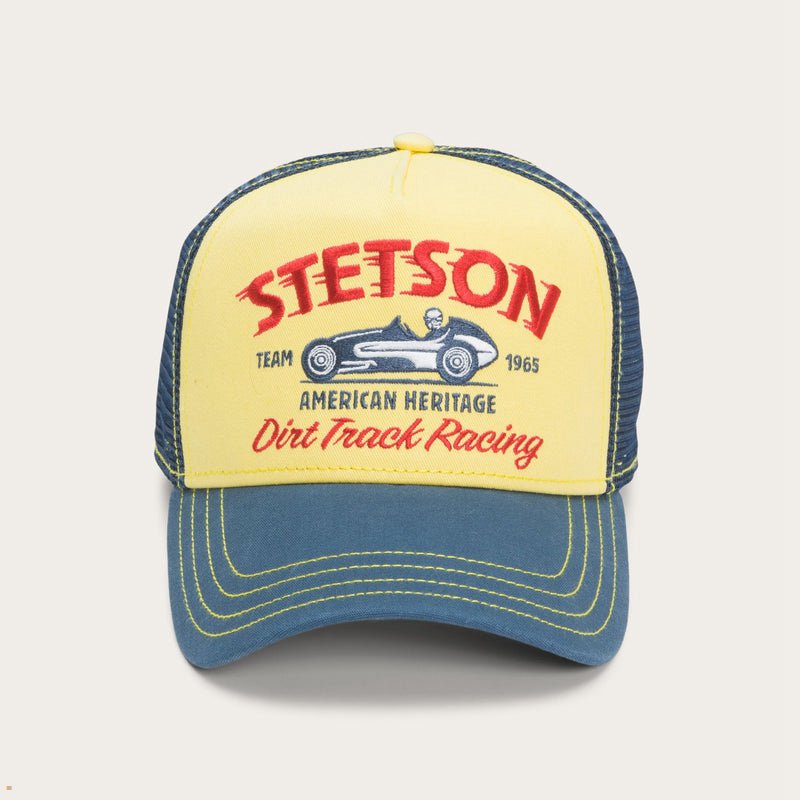 Blue Stetson Racing Trucker Men\'s Caps | UK 38YUMVQGE